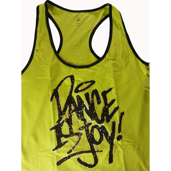 Zumba Dance Instructor Racerback Tank Top Neon Green Black XXL Dance Joy New - Picture 6 of 13